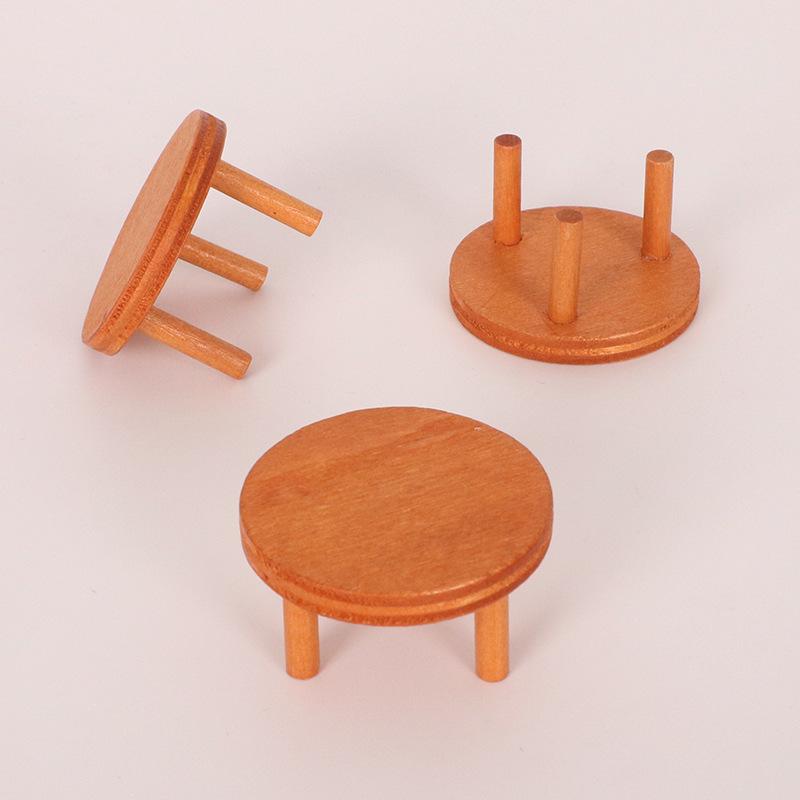 Miniature Wooden Mini Stool Doll House Furniture with Edges Realistic Design for Micro Scene Decoration and Playroom Accessories