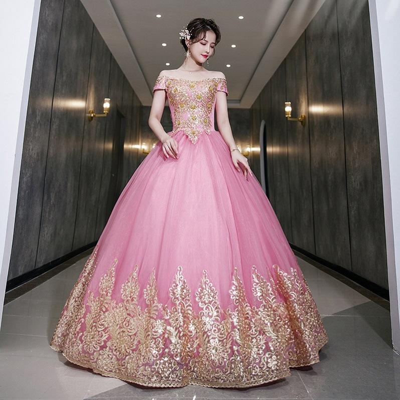 Painted yarn puffy skirt women's new art exam, bel canto vocal host solo performance suit, long temperament skirt spring and summer