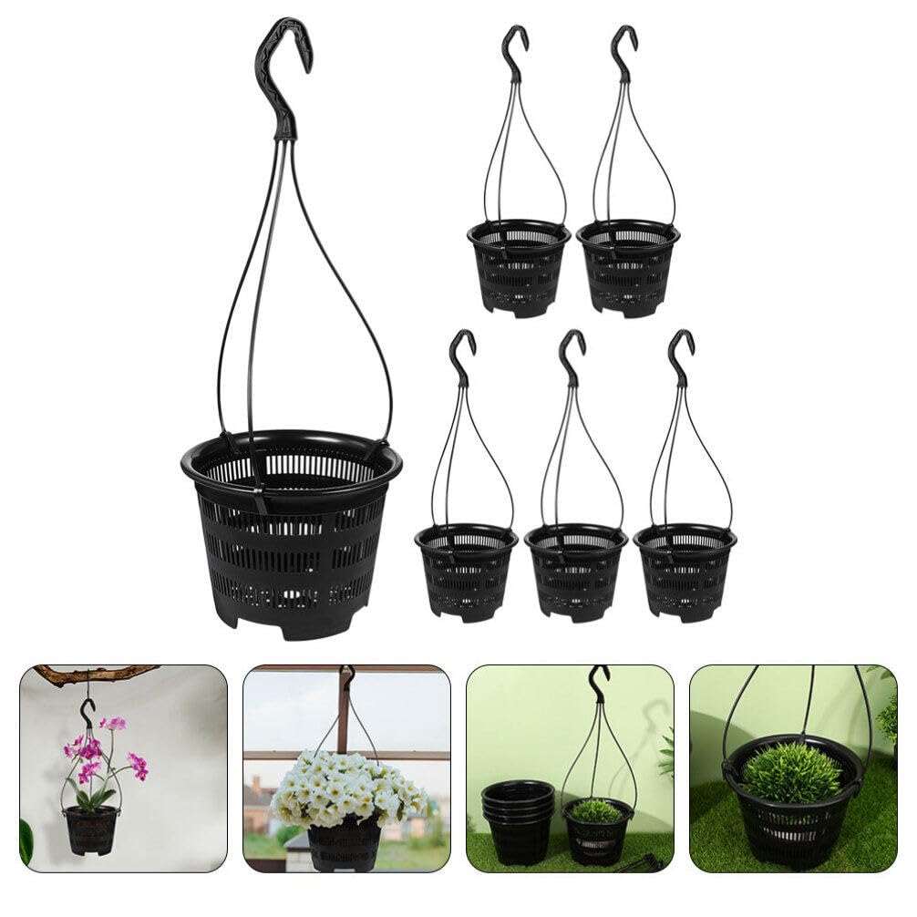 FRCOLOR Hanging Set of Hanging Breathable Flower Thickened Hanging Planter Pots for Orchid Hanging Indoor Hanging Decorative Flower Pots Baskets, 6,