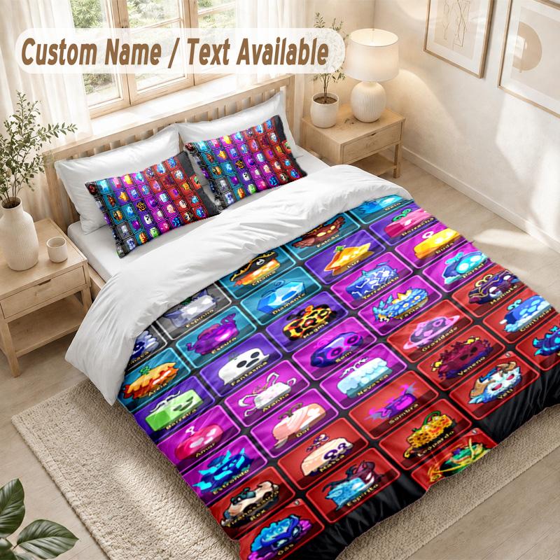 Blox Fruits Bedding Set, 1 Duvet Cover & 2 Pillowcases Soft Comfortable Bedroom Home Textile Decor