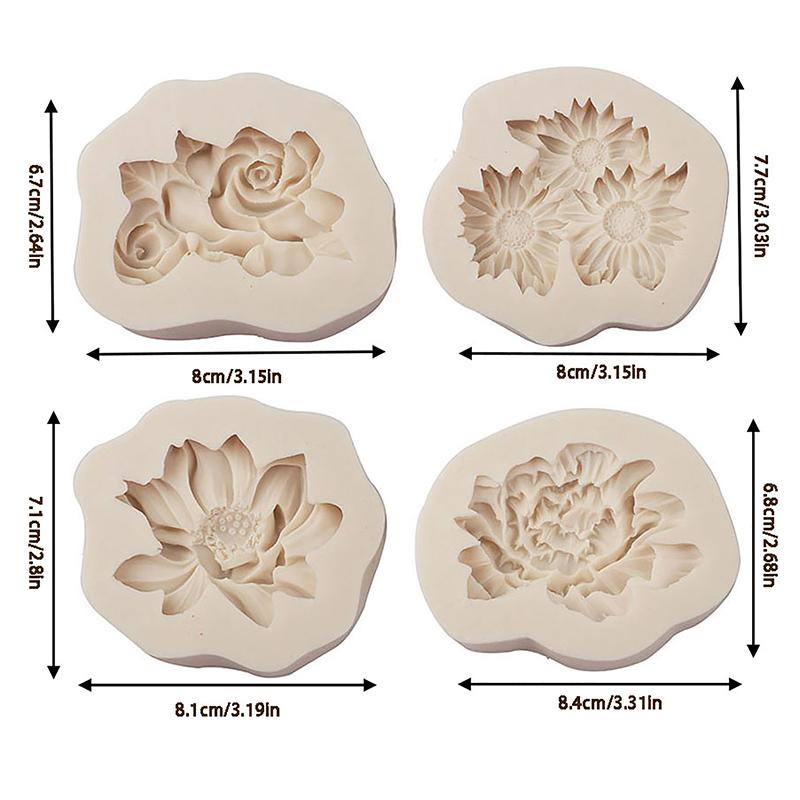 1Pc Peony Sunflower Lotus Silicone Molds Chinese Rose Flower Mould Diy Chocolate Candy Cake Fondant Mold Dessert Decoration