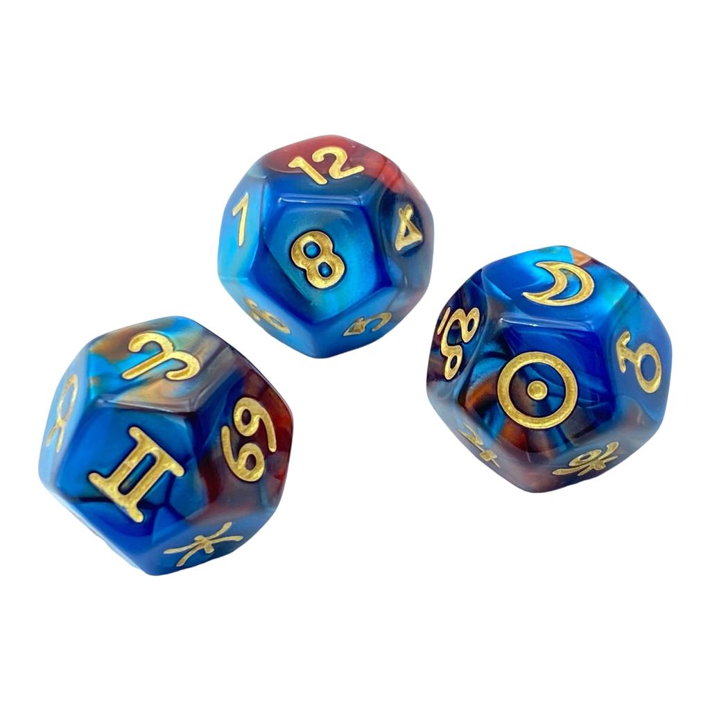3pack Colorful Resins Divination Dices with Glitters Finish for Mystical Roleplay and Guidance