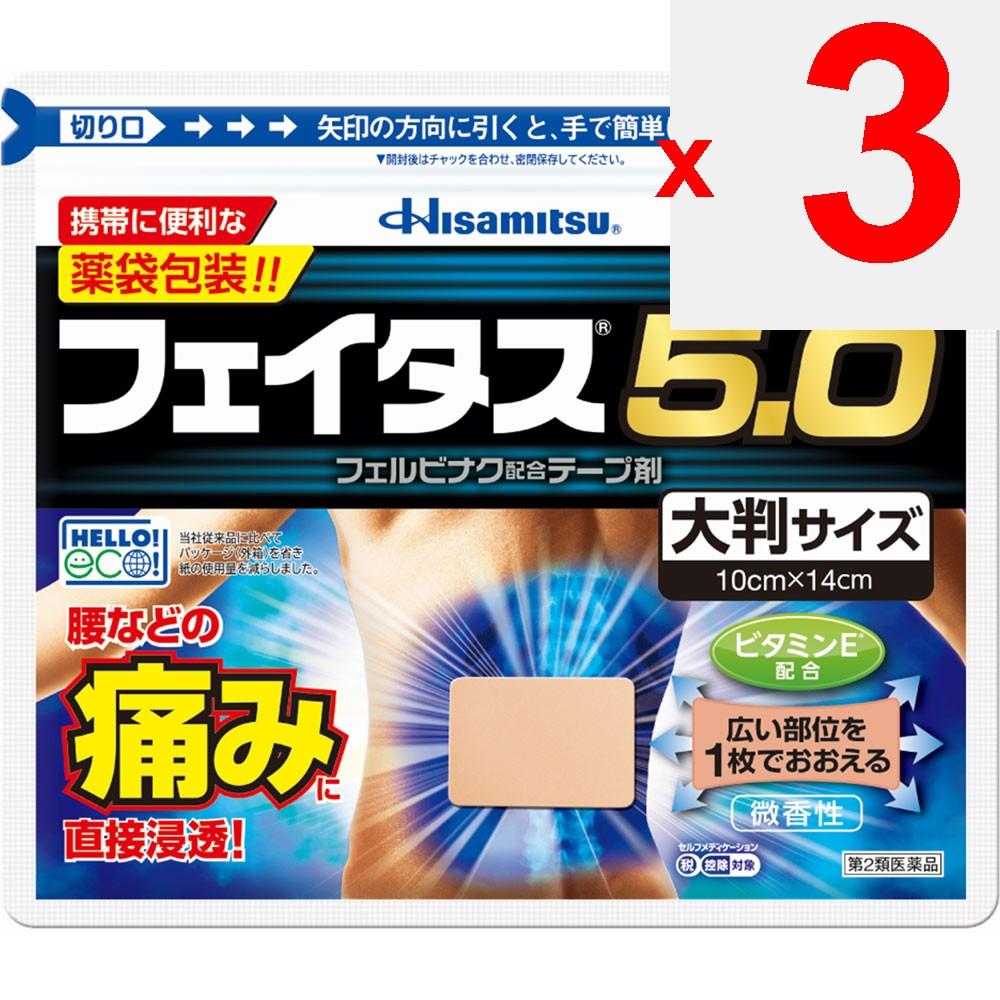 Hisamitsu Pharmaceutical Fitas 5.0 Large Size 10 sheets Plasta (cooling) Paste Indications: Joint pain, muscle pain, lower back pain, tendonitis (pain