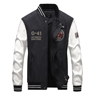 Autumn Casual Men 'S Leather Jacket Color Matching Trend Baseball Motorcycle Pu Leather Jacket