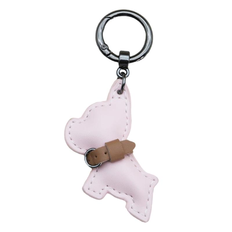 Car Hanging Ornament Key Chain PU Leather French Bulldog Key Chain Creative Gift Bag Charm Pendant Decoration