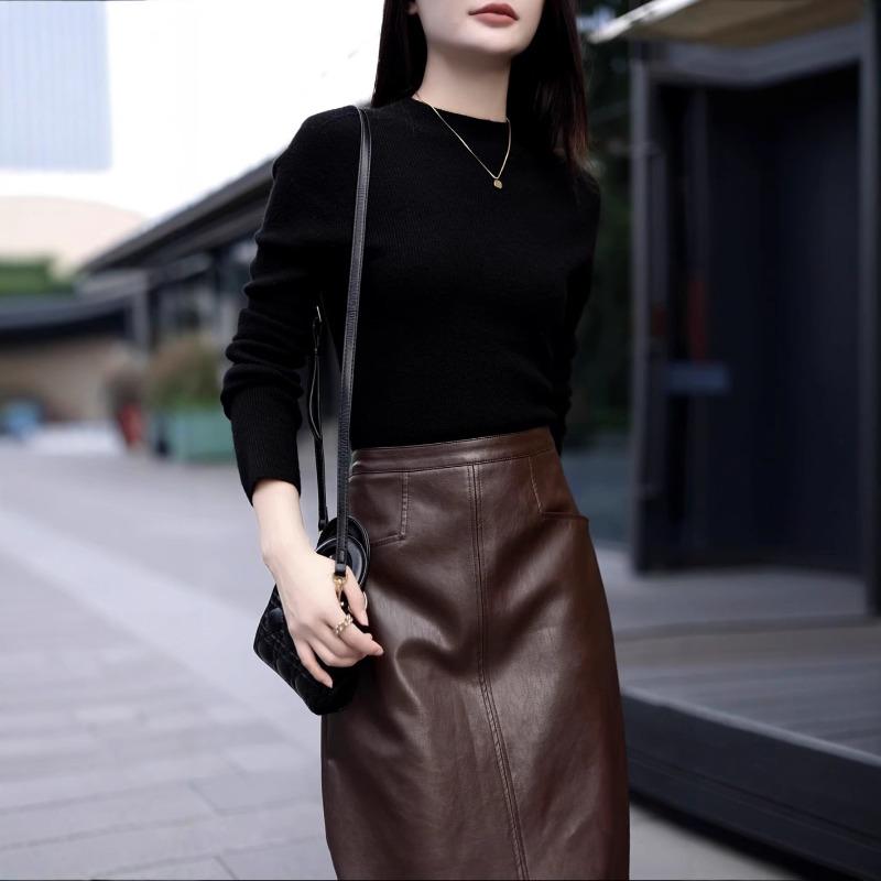 Extended semi-turtleneck wool sweater women's 0 full wool seamless integrated knitted backing soft waxy fleece autumn top new