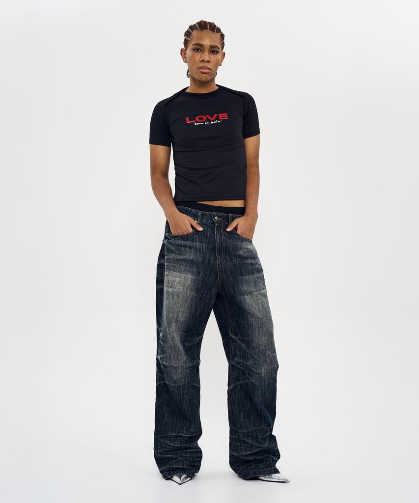 Woldeudillema Love Printing Shrunken Fit T-Shirts (Black)