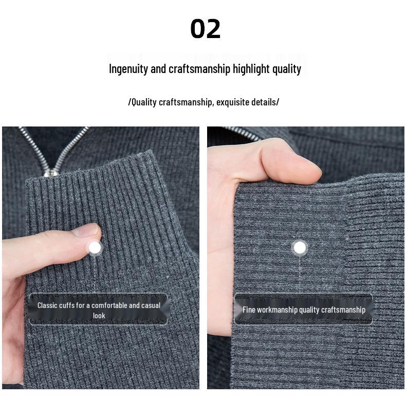 2025 Autumn/Winter Men's Thick Wool Knit Cardigan Business Casual Jacket for Middle-Aged Dads