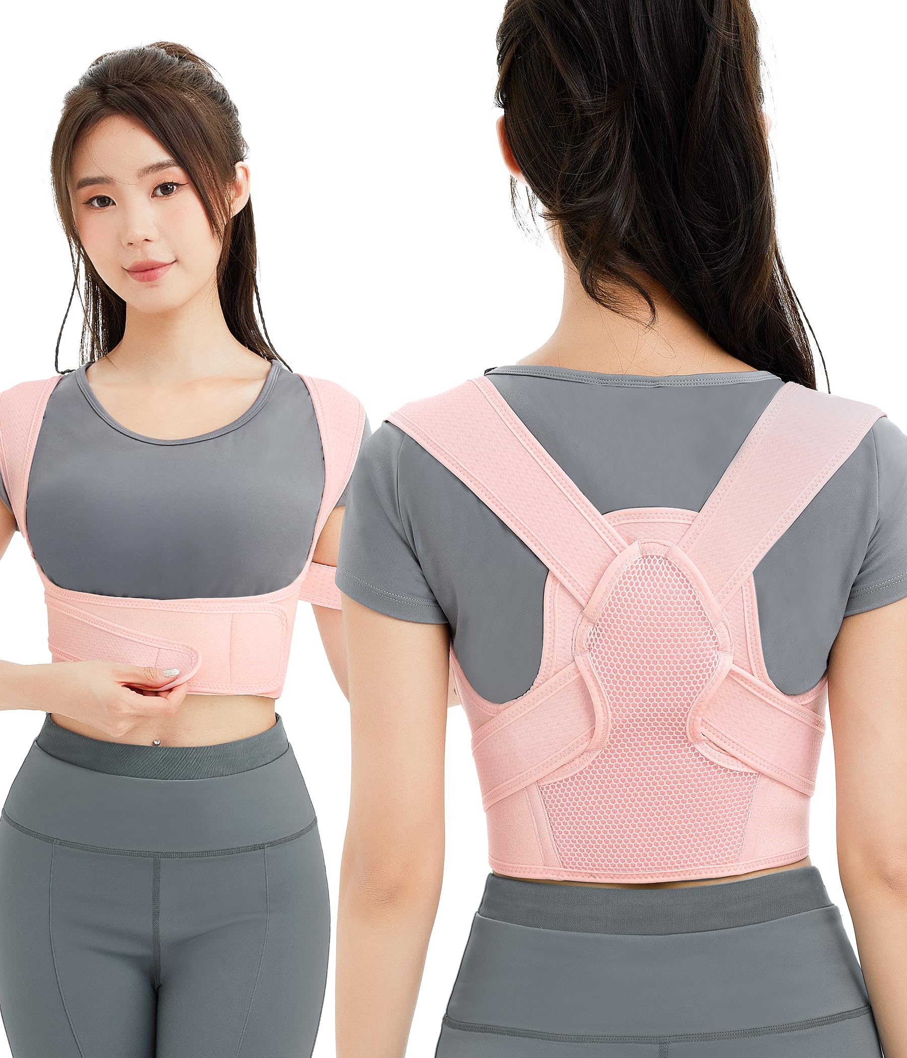 

CtriLady Back Shoulder Rib Compression Easy to Put On and Take Breathable Support, Support, Corset, Belt, Support, Unisex, Off, Stretchy, (M/L, Black) розовый