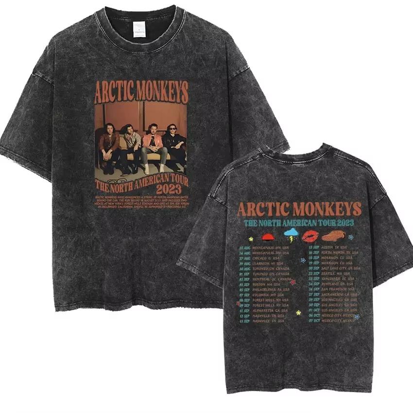 Vintage Washed Oversized Arctic Monkeys Album Print T-Shirt Retro Rock Music Short Sleeve Loose Streetwear Casual Tops For Men Women Daily Outfit