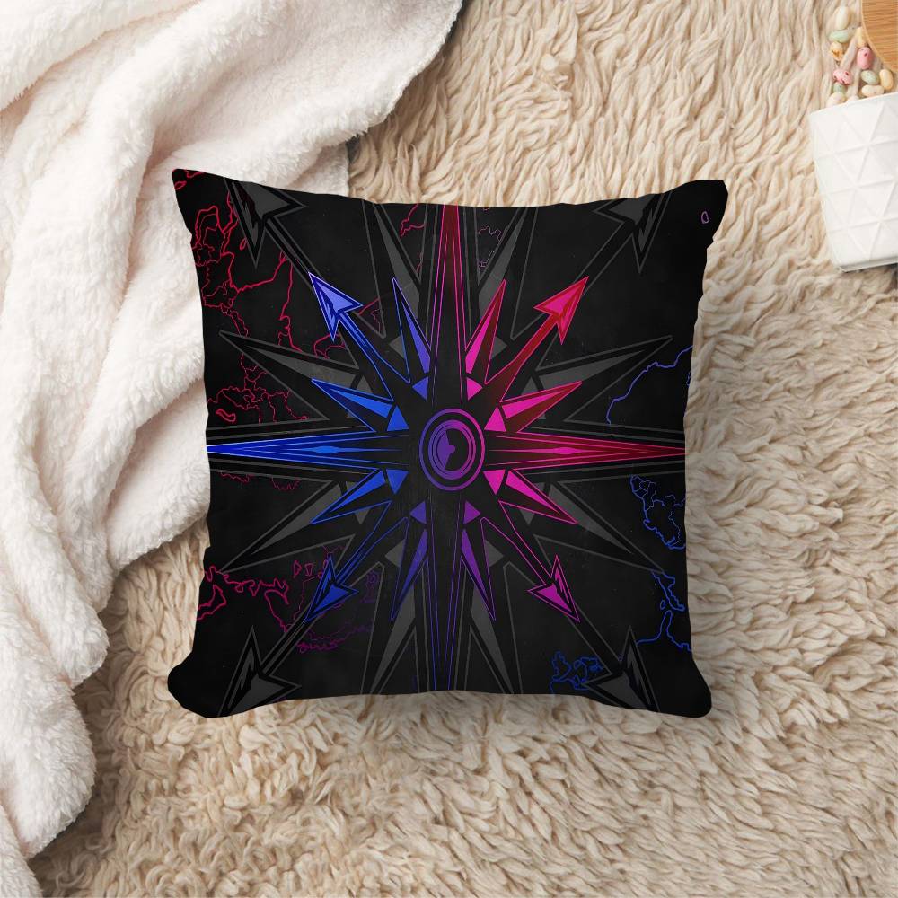 Retro Compass Map World Map Cushion Cover Pillow Cover Decor Pillowcase Printed Cushion Case for Couch