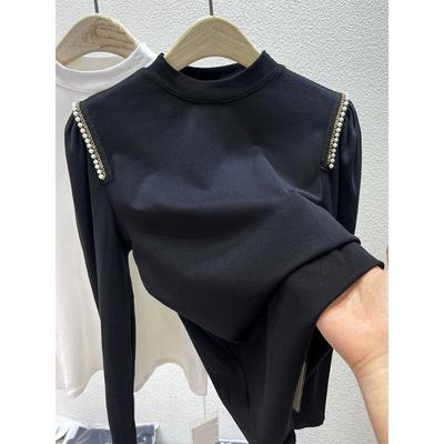 Half High Neck Long Sleeve T-shirt Women's Design Inner Wear Autumn New Puff Sleeve Base Shirt Top