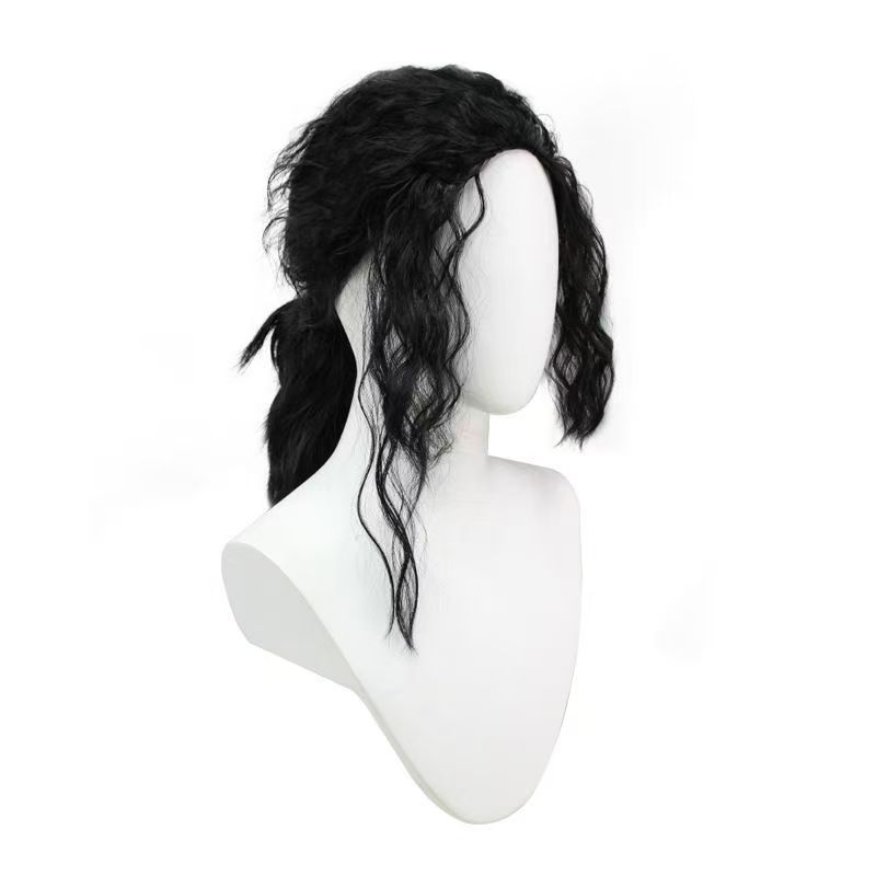 Michael Jackson Cosplay Perücke Schwarz Mittel Lang Rock Stil Für Kostümparty black