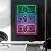 Neon Money Canvas Art Paintings Money Art Dollar Sign Print Poster Pop Street Decorative Pictures Home Office Murals Unframed