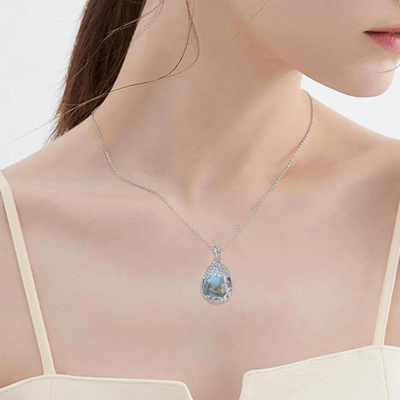 Three-dimensional thorn leaf water drop necklace female, natural forest sticker jewelry, new Chinese style factory direct sales