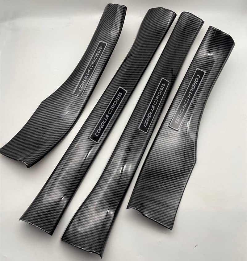 MEKOMEKO Set med tröskelskydd för den nya Toyota Corolla Sida och Steg och Interiör Tillverkade av ABS Lättkompatibla med Corolla Cross 2021 Maj Fiber