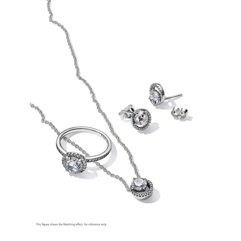 

PANDORA Pandora Shining round Halo Pendant Clavicle Chain Necklace Gift Length size 45cm