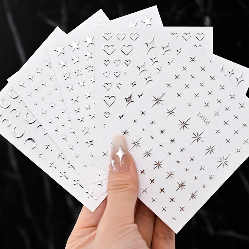 New Love Nail Art Stickers Metal Love Bronzing Rose Gold Faux Mirror Powder Love Nail Stickers