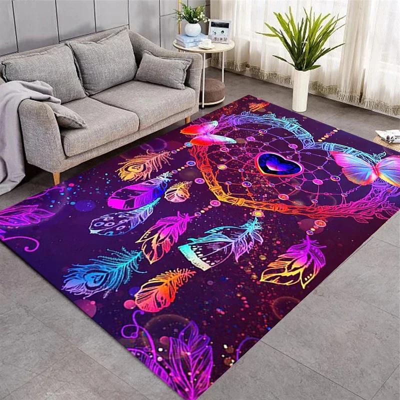 Dreamy Purple Butterfly Pattern Carpets for Living Room Bedroom Area Rugs Child Room Play Rug Cartoon 3D Printing Kids Game Mats