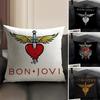 BBon JoviS Band Cushion Cover Natural Linen Organic Fabric DoubleSided Printing Sofa Home Decor Gift Pillow Case