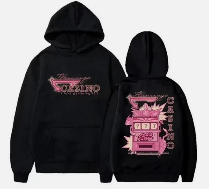 Felpa con cappuccio unisex oversize morbida a maniche lunghe Flim Flam Flamingo