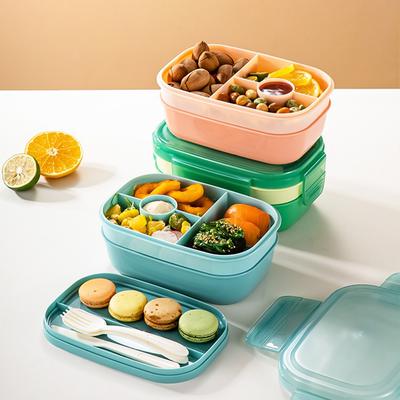 Pudełko na lunch Bento 3 Piętrowe dla Dorosłych/Dzieci 3-poziomowe Wszystko-w-jednym Pudełko Bento z Zestawem Sztućców Szczelne na Wynos Nauka Praca Piknik