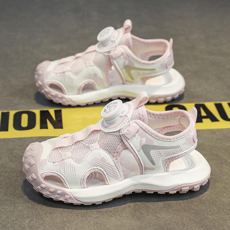 

Male and female middle-aged children s bag head sandals summer mesh soft sole breathable children s sports shoes non-slip wading beach shoes 28 (inner length 176mm) розовый