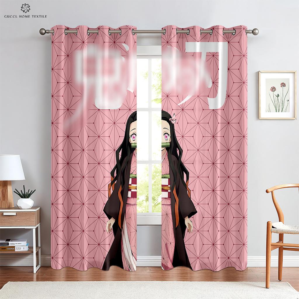 Animation Cartoon Curtains for Children's Room, Kitchen, Living Room, Study, Decorative, Home Decoration, 2 Pcs