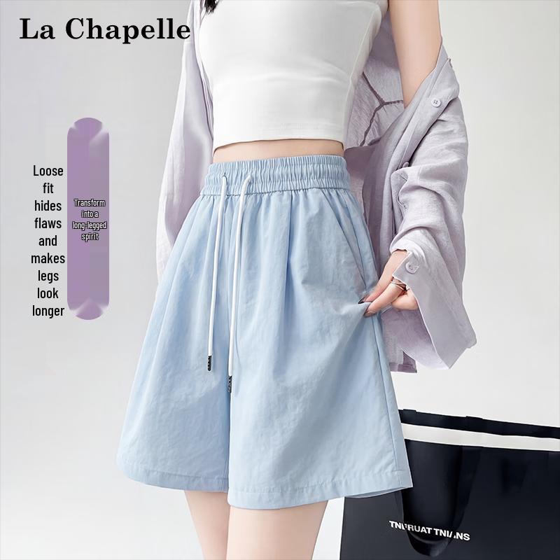 La Chapelle Women's High-Waist A-Line Wide-Leg Shorts