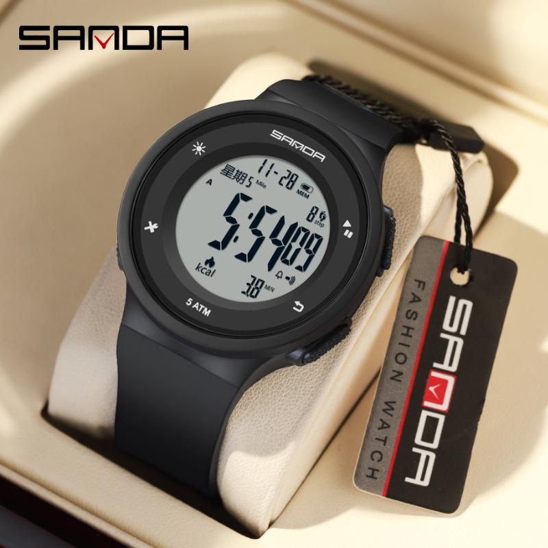 Sanda Multifunctional Waterproof Sports Watch with Pedometer and Calorie Tracker