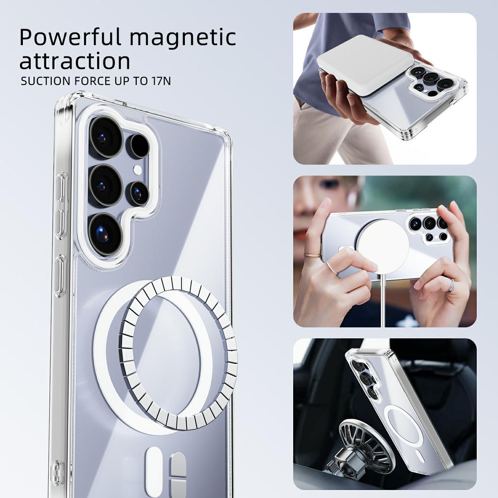 For Samsung Galaxy S25 Case Compatible with MagSafe Anti Scratch Clear TPU PC Phone Back Cover