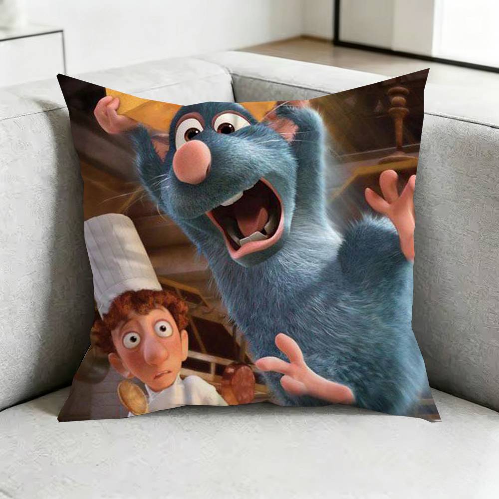 Cartoon Movie RatatouilleE Square DoubleSided printed Pillow Case Bedroom Bedside Pillow Sofa Cushion Cover Gift