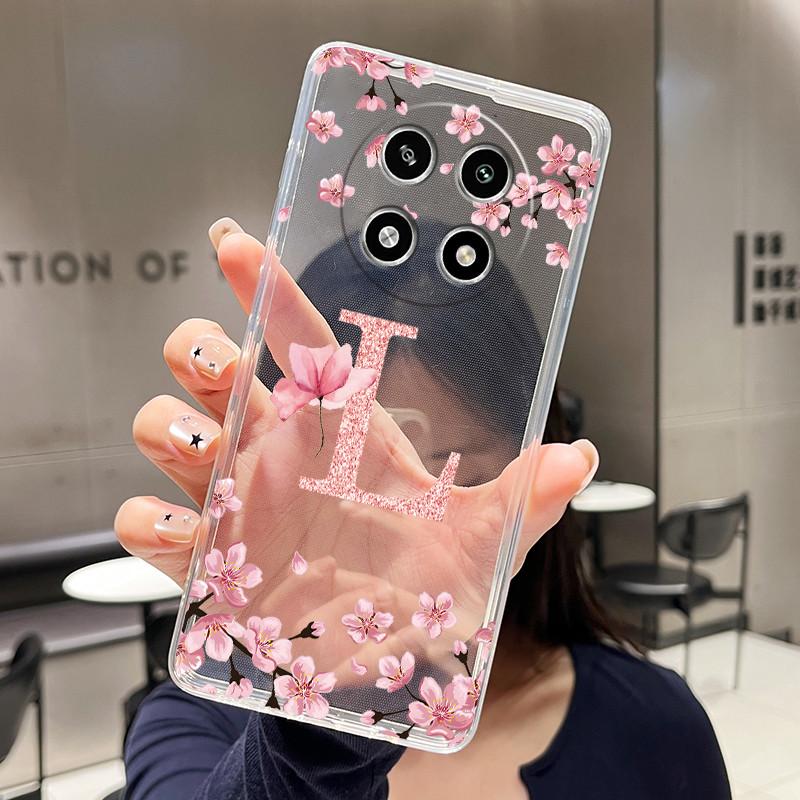 Letter Case For OPPO A2 Pro 5G Capa Coque Fashion Flower Back Cover Transparent Soft Silicone TPU Clear Printing Phone Casing
