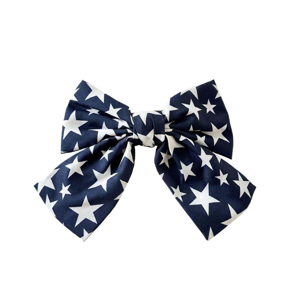 

Large Fabric Hair Bow with Flag Print Pattern Classic Knot Design for Women Girls Hair Accessories for Daily Use One Size