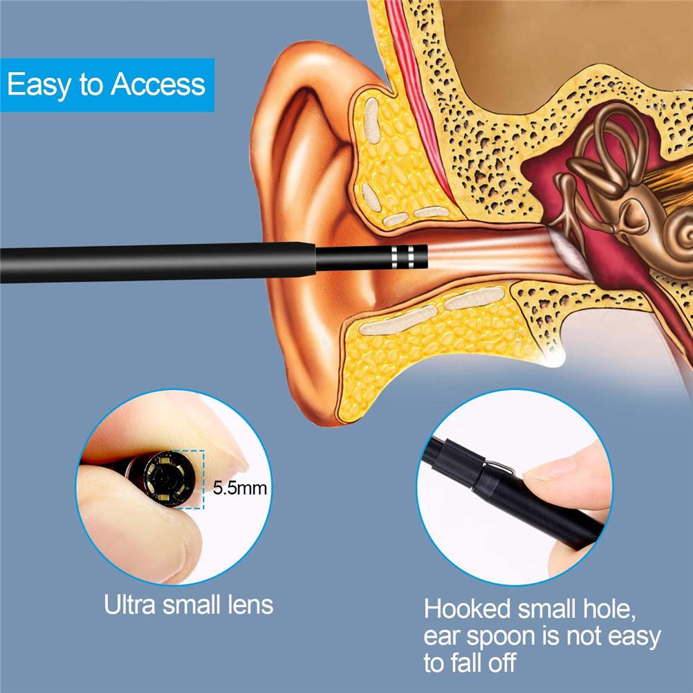 3 w 1 Łyżeczka do uszu Inteligentny wizualny skrobak do uszu Wielofunkcyjne miękkie narzędzie do usuwania woskowiny do nosa