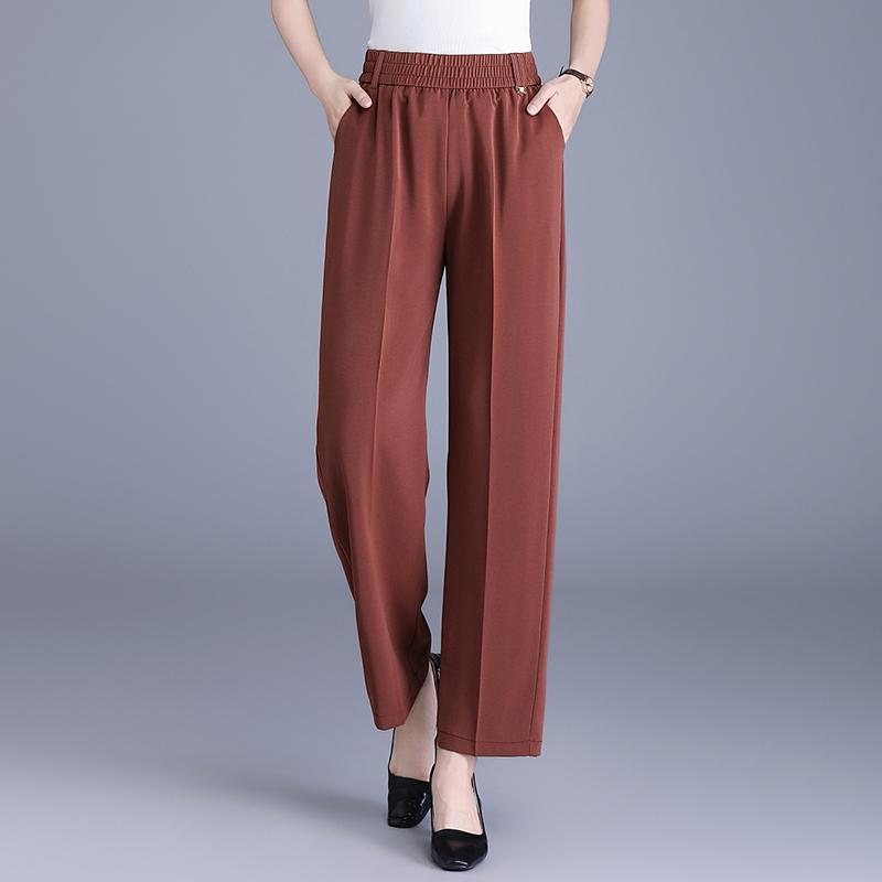 Women's Plus Size High Waist Cropped Wide Leg Pants – Elastic Waist Stretchy Polyester Trousers (Sizes XL-6XL)