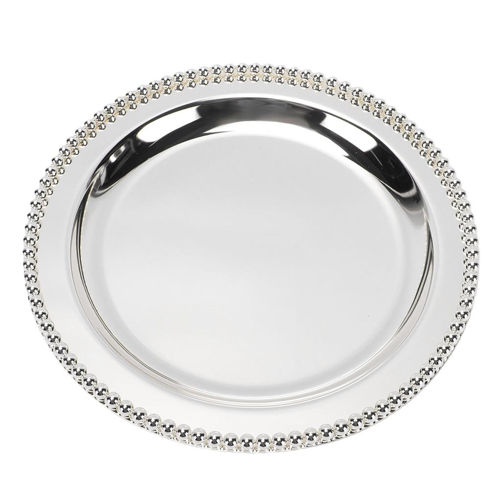 European Style Round Dessert Plate Metal Decorative Serving Tray Afternoon Tea Cake Fruit Tray Rustproof Elegant Snack