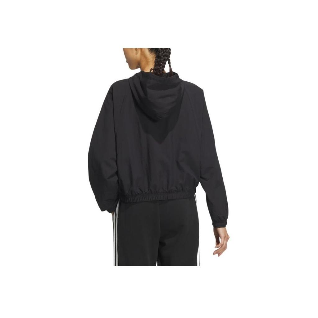 Adidas FW24 Woven Jacket 3-Stripes Series Pilot Sports Casual Hooded Zip Long Sleeve Jacket Women Jackets Black JN0757