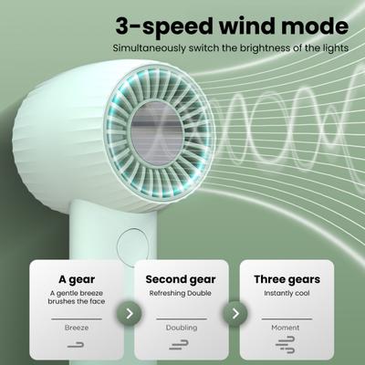 Handheld Fan Wind-Concentrating Turbine Blade Design Adjustable 3-Speed Cooling Fan Portable Lightweight Desktop Fan with Phone Stand Base