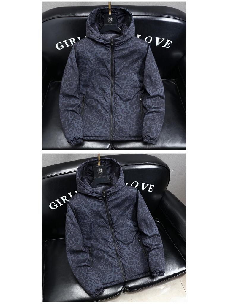 Men's Trendy Camouflage Leopard Print Jacket – Autumn/Winter Velvety Thick Cotton Windbreaker