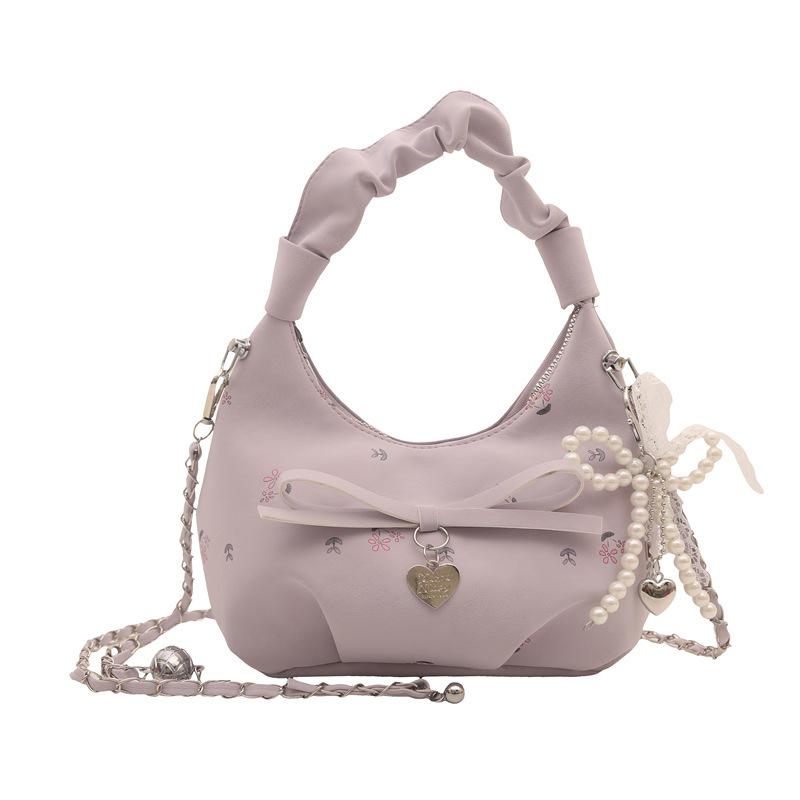 Trend pleated portable bow dumpling bag women's summer new chain shoulder messenger bag