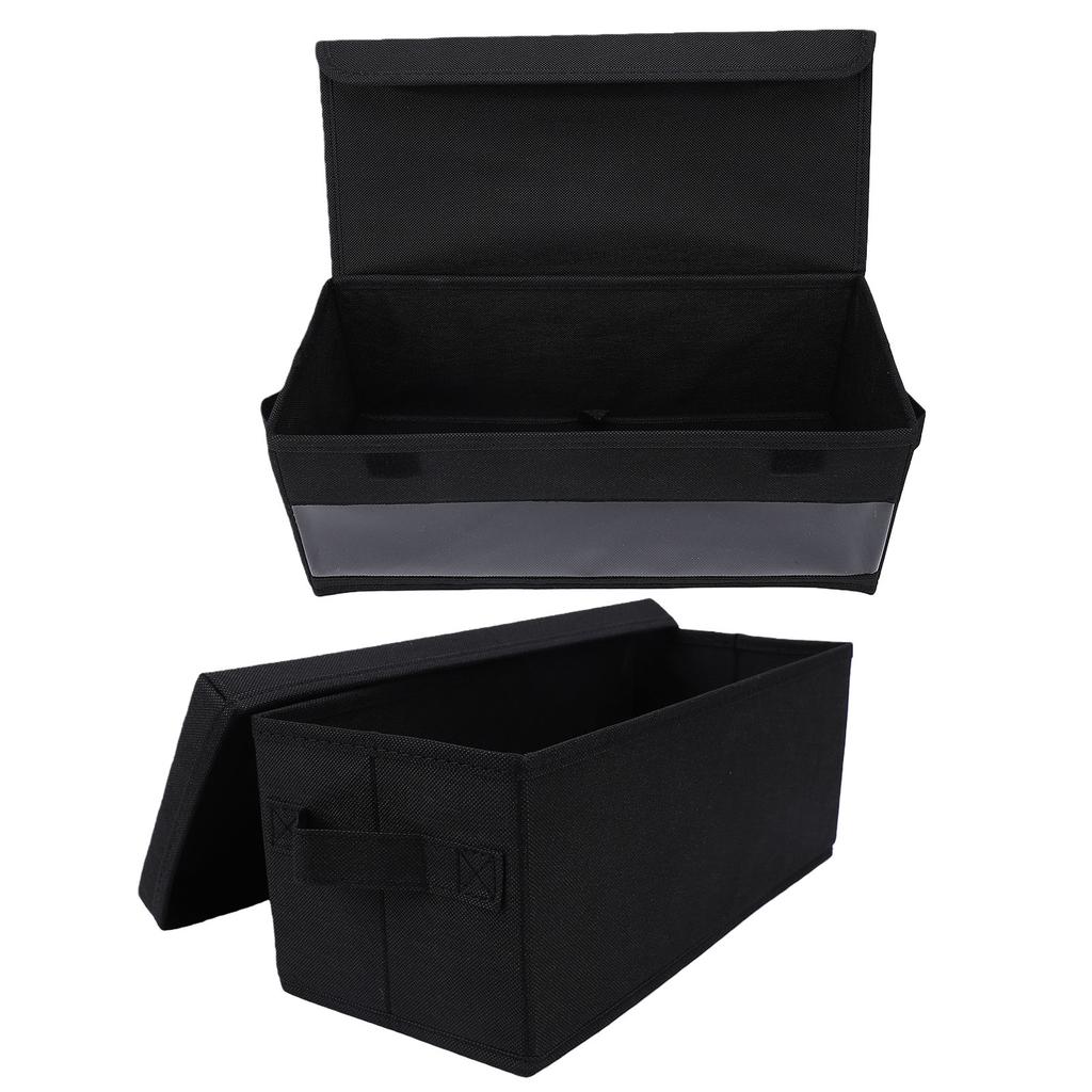 2PCS CD Storage Box with Lid Foldable High Capacity Stackable DVD Holder Case for Desktop Clear+Black