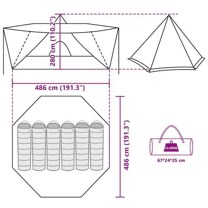 VidaXL Tente familiale tipi 8 personnes vert imperméable, tente, abri de camping, abri de jardin, tente de camping 4009445