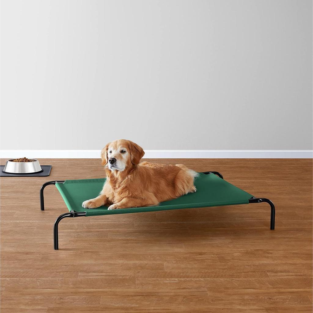 Large Elevated Cooling Mesh Fabric Pet Dog Cot Bed - 51 X 31 X 8 Inches, Green