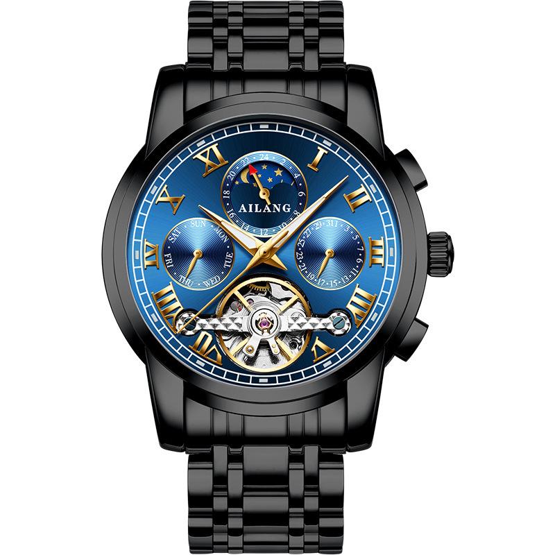 

AILANG Новые деловые полые полностью автоматические механические часы с турбийоном, мужские часы, водонепроницаемые мужские часы