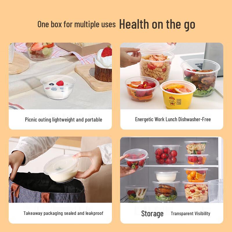 Meiliya Einweg Runde Zellstoff-Lebensmittelbehälter mit Deckeln