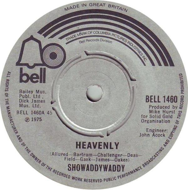 

7-дюймовая пластинка SHOWADDYWADDY Heavenly BELL1460 Bell Records 1975 Великобритания Рок Б/У
