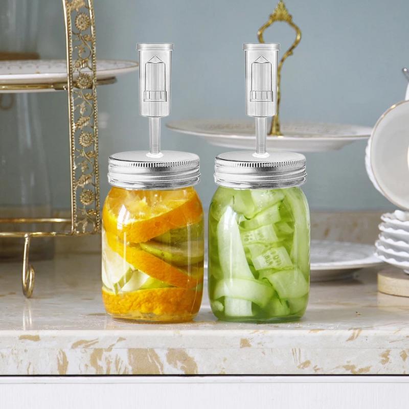 Jar Fermentation Lids 4-Pack Fermenting Kit With Intelligent Air Valve Fermenter Presser Silicone Seals For Pickles Making And