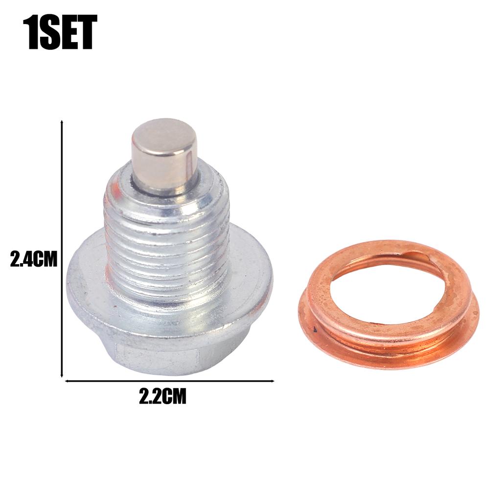 Magnetic Oil Drain Plug M12 X 1.25 Neodymium Magnet Stainless Steel Bolt with Seal Ring Heavy Duty Oil Plug for Toyota Nissan