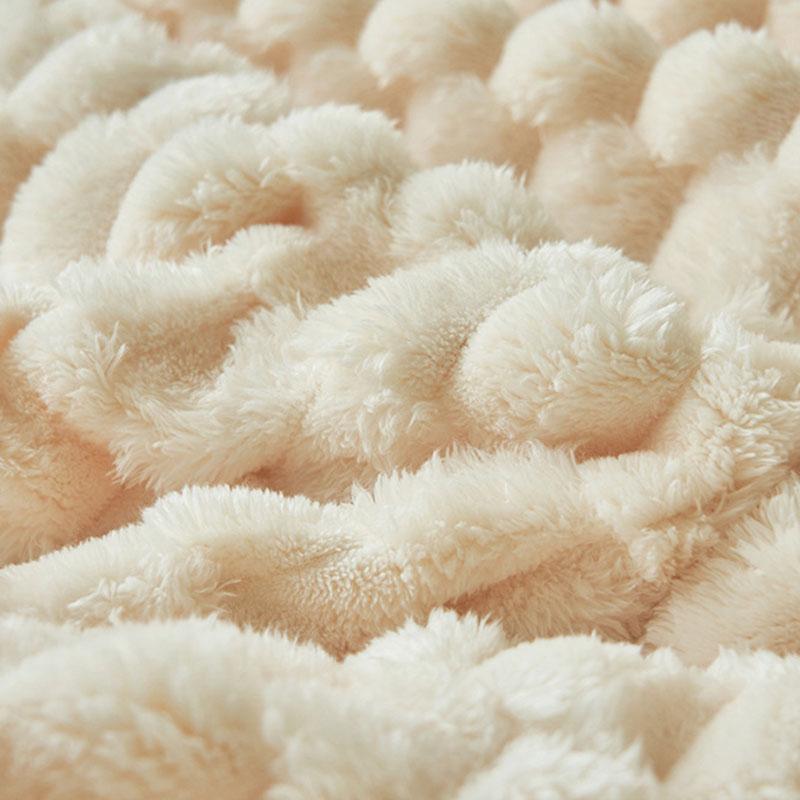 Nordic Double-Layer Thick Coral Fleece Blanket Keep Warm and Super Soft Sofa Nap Cover Queen King Quilt with Velvet for Winter